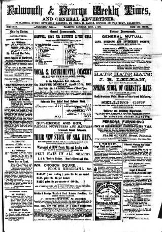 cover page of Cornish Echo and Falmouth & Penryn Times published on April 1, 1871