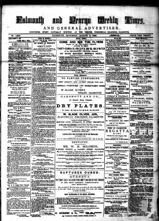 cover page of Cornish Echo and Falmouth & Penryn Times published on August 2, 1890