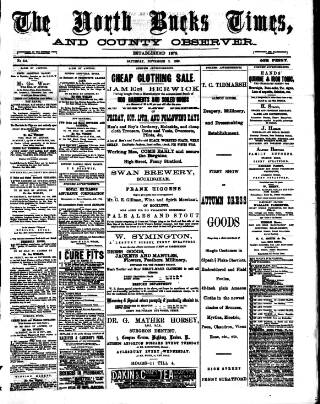 cover page of North Bucks Times and County Observer published on November 2, 1889