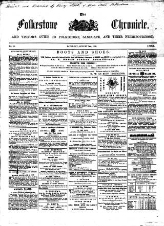 cover page of Folkestone Chronicle published on August 2, 1856