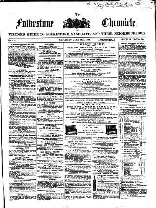 cover page of Folkestone Chronicle published on June 13, 1863