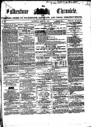 cover page of Folkestone Chronicle published on April 1, 1865