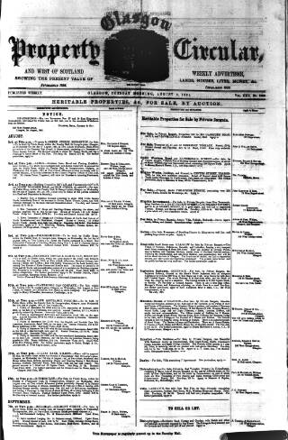 cover page of Glasgow Property Circular and West of Scotland Weekly Advertiser published on August 2, 1881