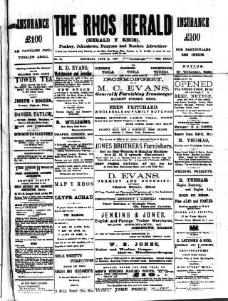 cover page of Rhos Herald published on June 13, 1896