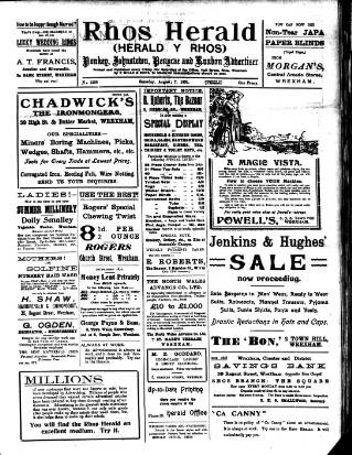 cover page of Rhos Herald published on August 2, 1924