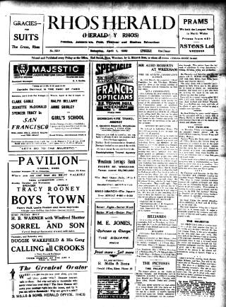 cover page of Rhos Herald published on April 1, 1939