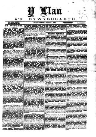 cover page of Y Llan published on April 1, 1887