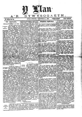 cover page of Y Llan published on November 2, 1888
