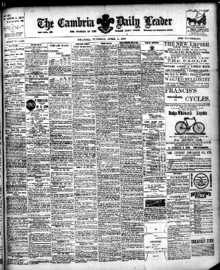 cover page of Cambria Daily Leader published on April 1, 1902