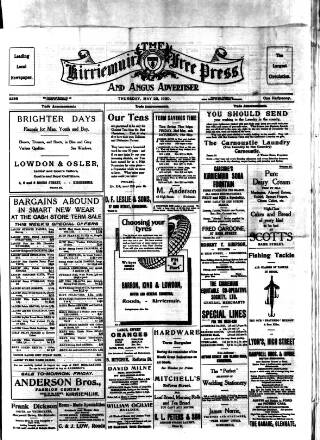 cover page of Kirriemuir Free Press and Angus Advertiser published on May 22, 1930