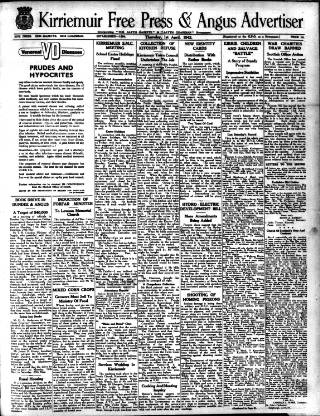 cover page of Kirriemuir Free Press and Angus Advertiser published on April 1, 1943