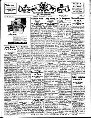 cover page of Kirriemuir Free Press and Angus Advertiser published on May 22, 1952