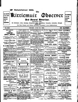 cover page of Kirriemuir Observer and General Advertiser published on June 13, 1924