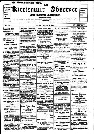 cover page of Kirriemuir Observer and General Advertiser published on April 1, 1927