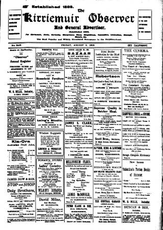 cover page of Kirriemuir Observer and General Advertiser published on August 2, 1929