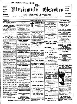 cover page of Kirriemuir Observer and General Advertiser published on November 2, 1934