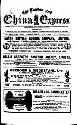 cover page of London and China Express published on August 2, 1901
