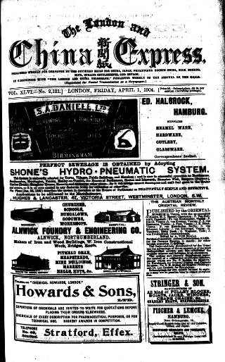cover page of London and China Express published on April 1, 1904