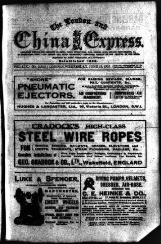 cover page of London and China Express published on June 13, 1917