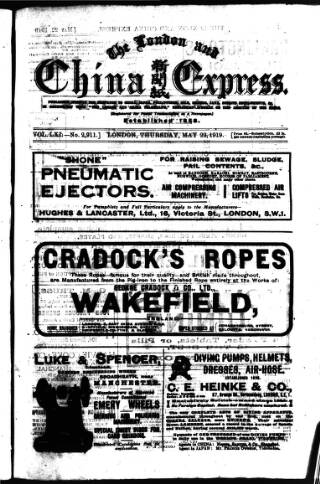 cover page of London and China Express published on May 22, 1919