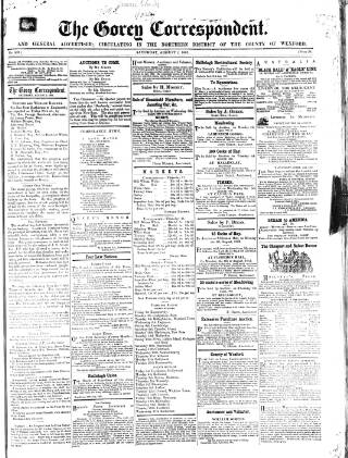 cover page of Gorey Correspondent published on August 2, 1862