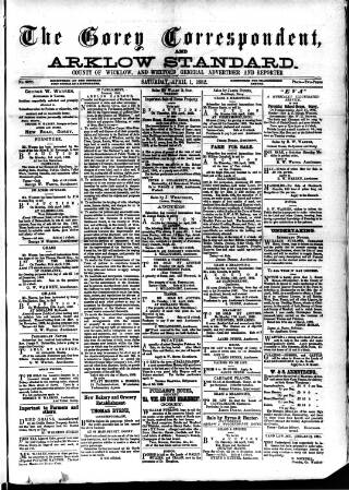 cover page of Gorey Correspondent published on April 1, 1882