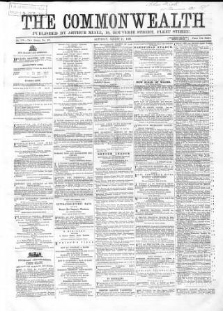 cover page of British Miner and General Newsman published on August 11, 1866