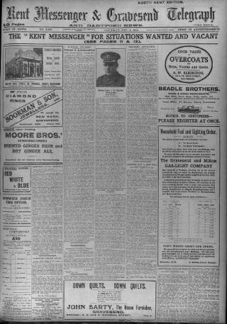 cover page of Kent Messenger & Gravesend Telegraph published on November 2, 1918