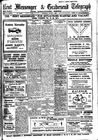 cover page of Kent Messenger & Gravesend Telegraph published on April 1, 1922