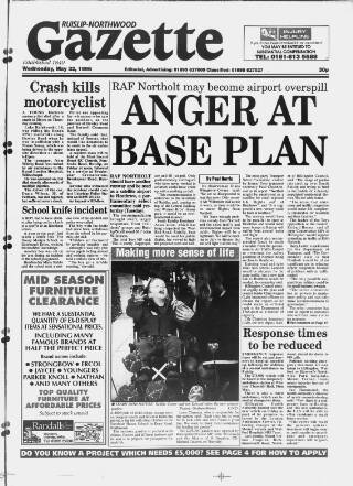 cover page of Ruislip & Northwood Gazette published on May 22, 1996