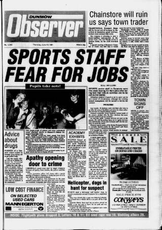 cover page of Dunmow Observer published on June 13, 1991