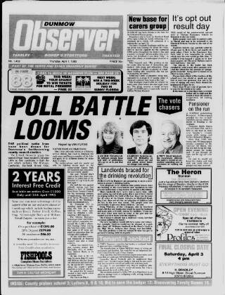 cover page of Dunmow Observer published on April 1, 1993