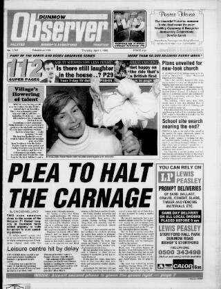 cover page of Dunmow Observer published on April 1, 1999