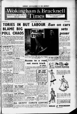 cover page of Wokingham Times published on April 1, 1955
