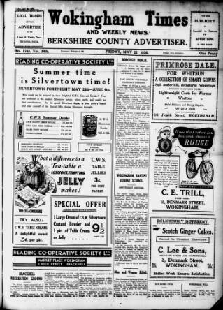 cover page of Wokingham Times published on May 22, 1936