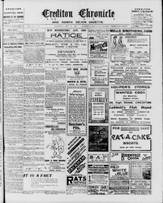 cover page of Crediton Gazette published on May 22, 1920