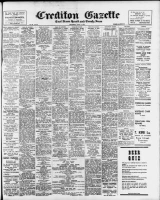 cover page of Crediton Gazette published on June 13, 1946