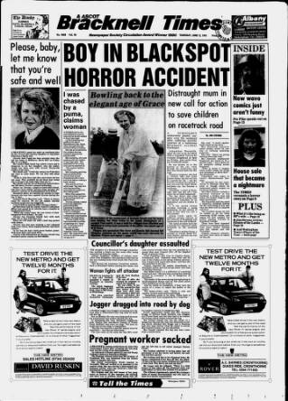 cover page of Bracknell Times published on June 13, 1991