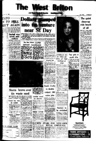 cover page of West Briton and Cornwall Advertiser published on May 22, 1969