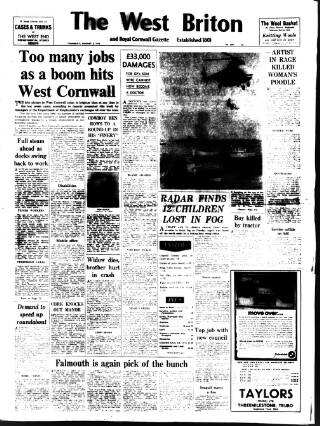 cover page of West Briton and Cornwall Advertiser published on August 2, 1973