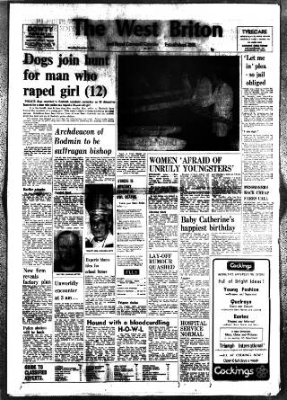 cover page of West Briton and Cornwall Advertiser published on November 2, 1978