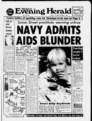 cover page of Western Evening Herald published on December 13, 1986