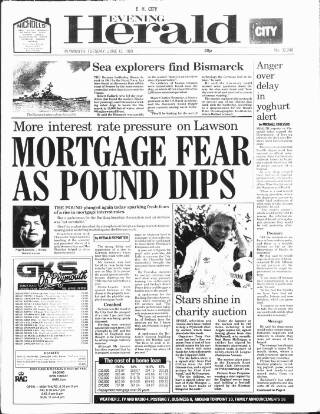 cover page of Western Evening Herald published on June 13, 1989