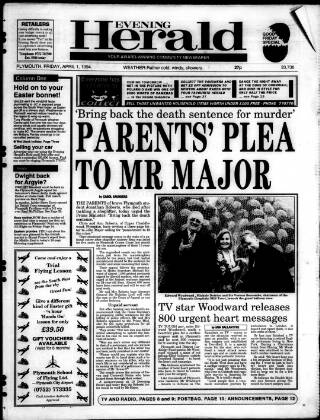 cover page of Western Evening Herald published on April 1, 1994