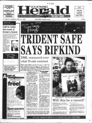cover page of Western Evening Herald published on May 22, 1995