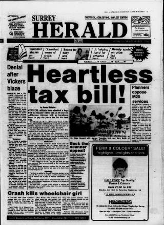cover page of Surrey Herald published on August 2, 1990