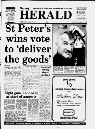 cover page of Surrey Herald published on June 13, 1996