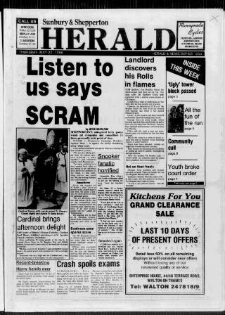 cover page of Sunbury & Shepperton Herald published on May 22, 1986