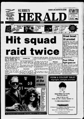 cover page of Sunbury & Shepperton Herald published on August 2, 1990