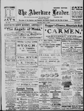 cover page of Aberdare Leader published on April 1, 1916